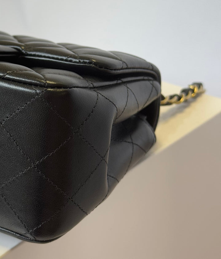 Chanel 2024 Black Mini Lambskin Square Flap Bag