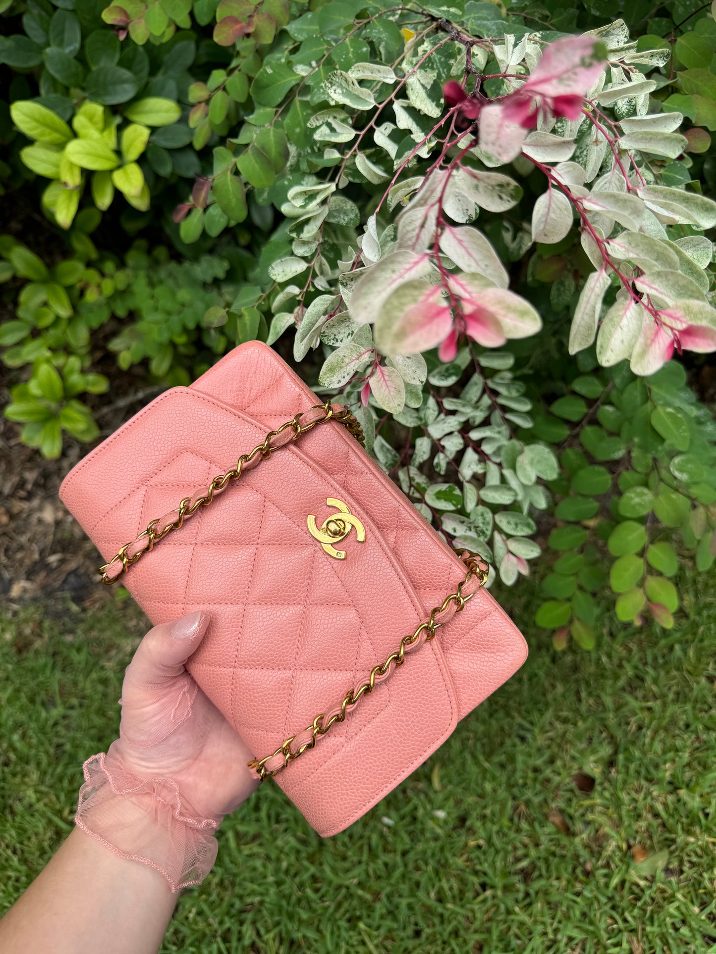 Chanel Rare Small Pink Caviar Diana Flap Bag