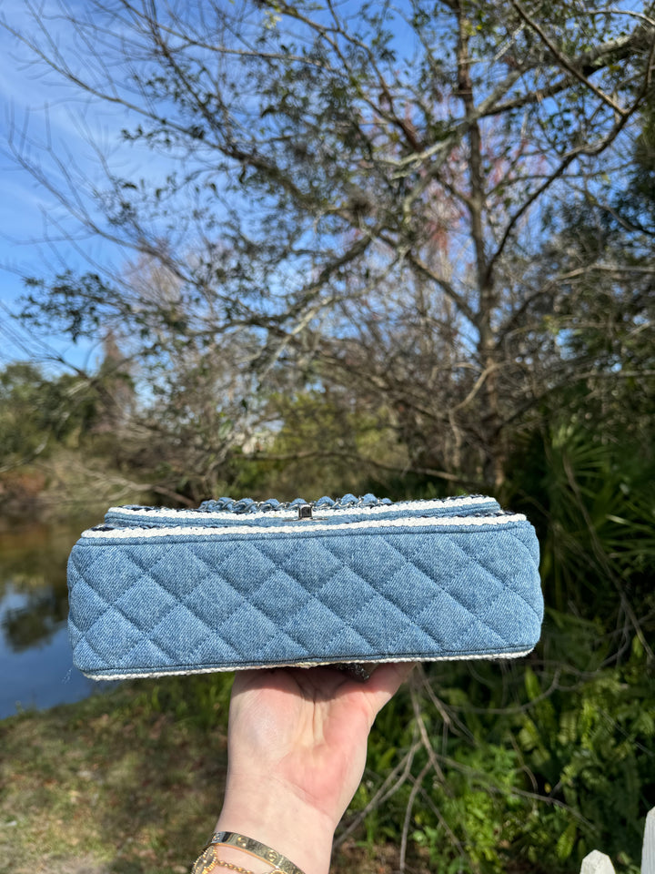 Chanel Medium Denim Braided Single Flap