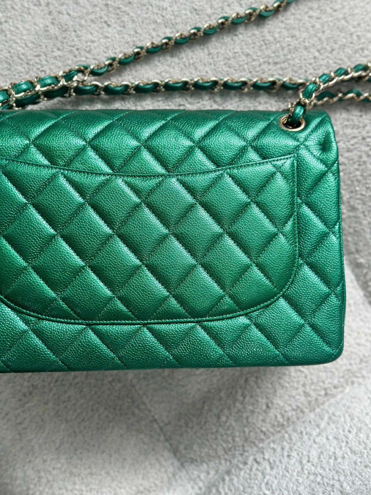 Chanel 18S Emerald Green Caviar Jumbo Flap Bag