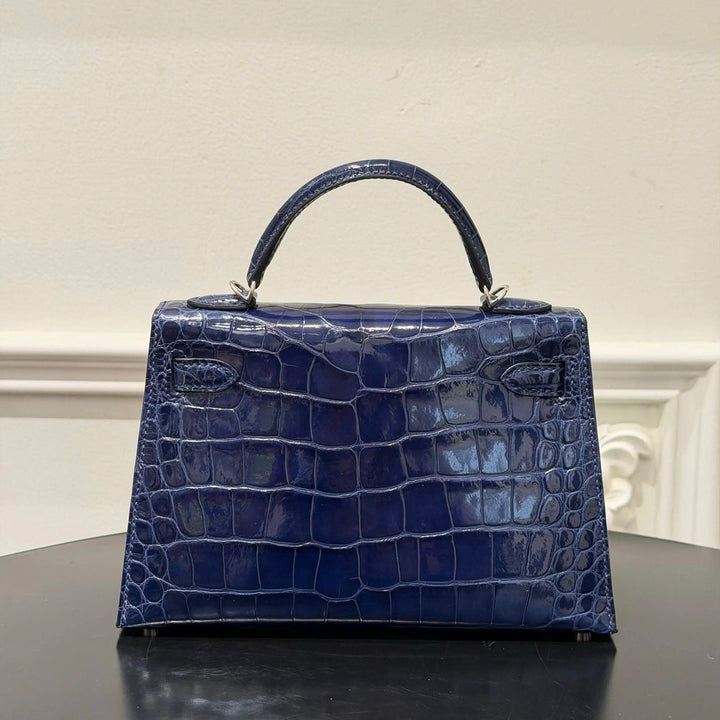 Hermès Mini Kelly 20 Niloticus Crocodile Bleu Saphir Palladium Hardware