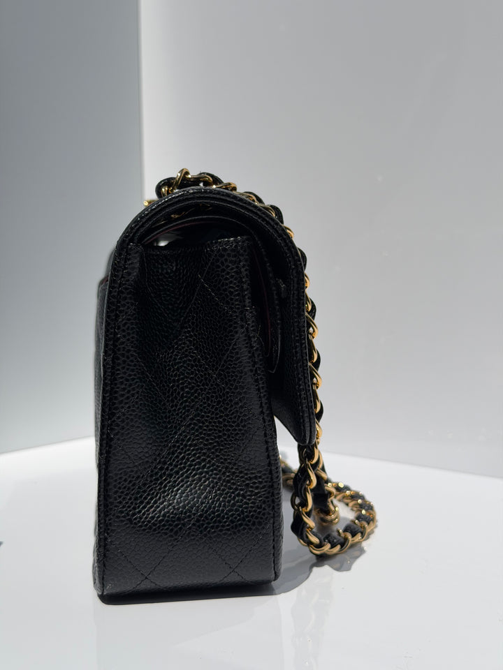 Chanel Medium Classic Double Flap Caviar Black Gold Hardware 2018