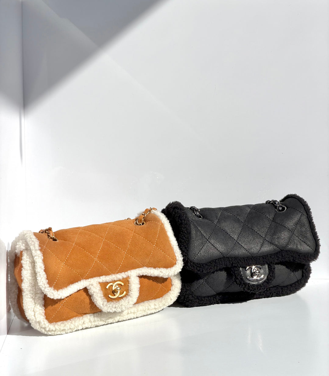 Chanel Medium Black Shearling Coco Neige Flap
