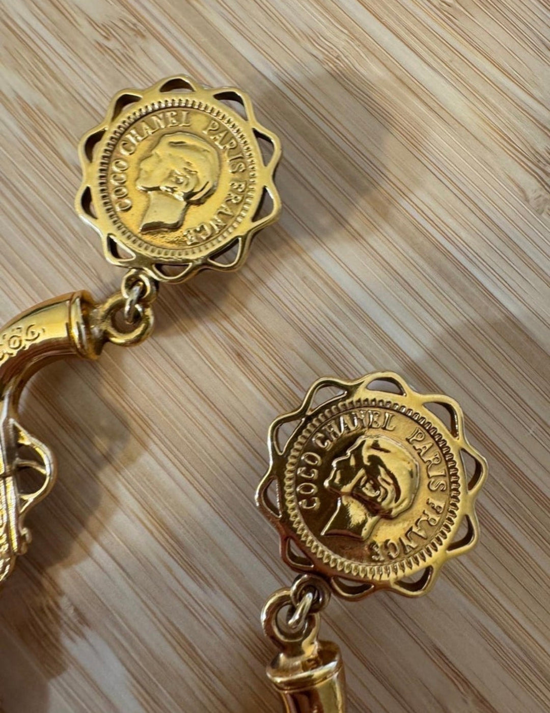 Chanel Pistol Clip-On Earrings Gold Tone 1980s