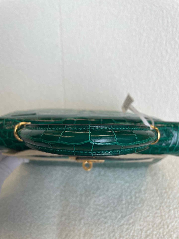 Hermes 2019 Emerald Green Shiny Alligator Kelly 25 Sellier