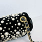 Chanel Black Velvet Mini Pearl Flap Bag