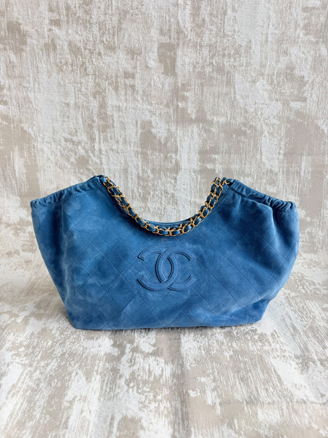Chanel Tote Bag Blue Suede Calfskin Gold Tone Hardware 2026