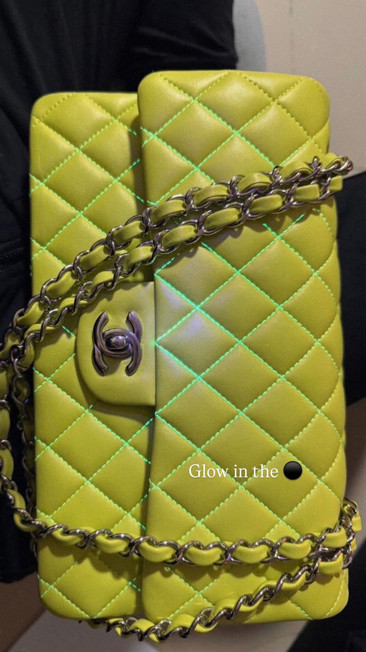 Chanel 21S Yellow Neon Lambskin Medium Flap Bag