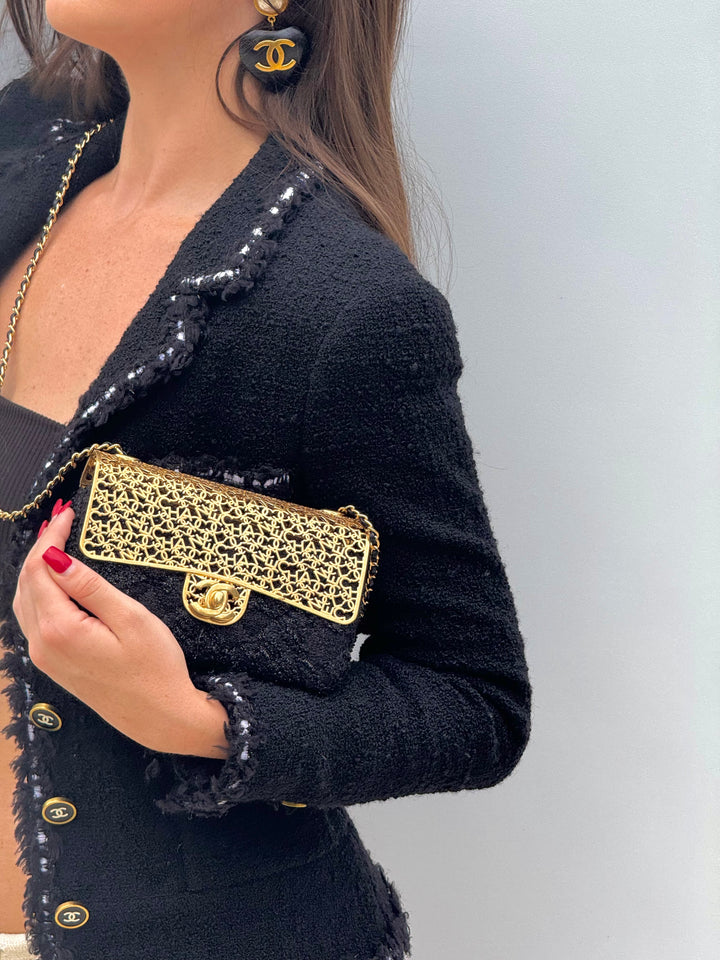 Chanel 2022 Limited Edition Tweed Mini Cage Minaudiere Crossbody