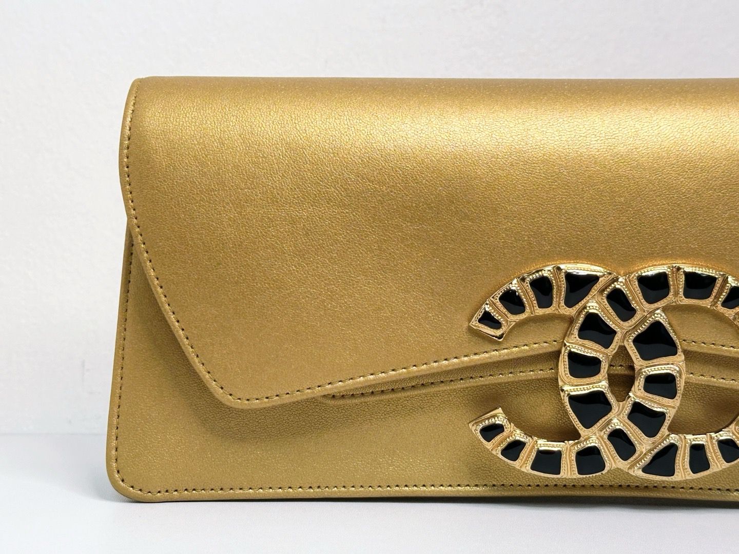 Chanel 19A Gold Egyptian CC Clutch