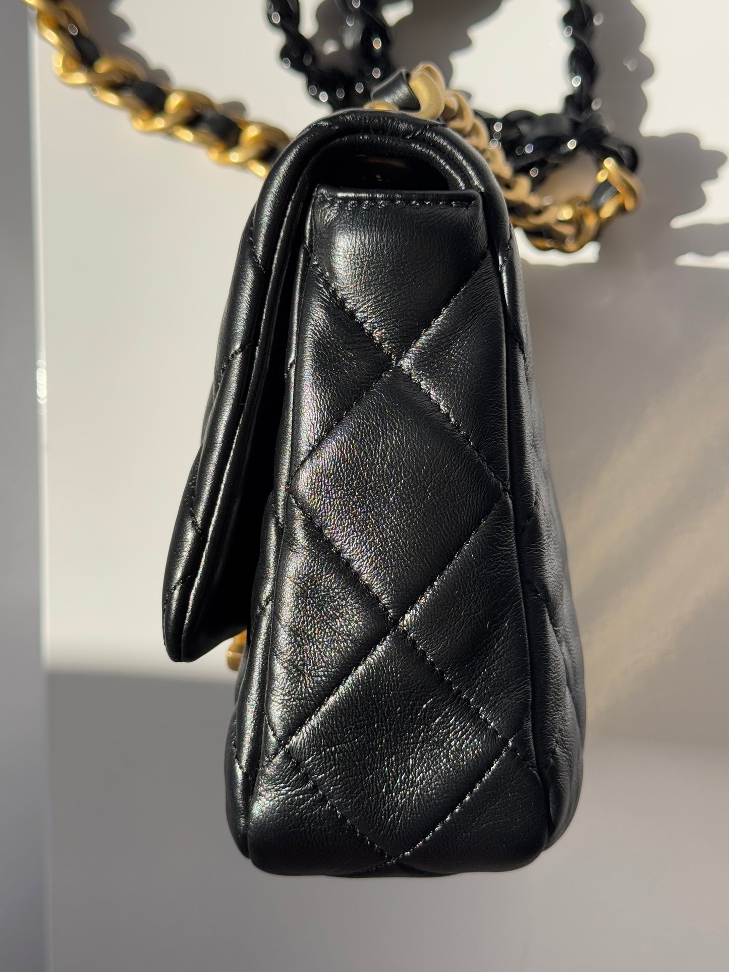 Chanel Lacquered Metal Small CC Lambskin Flap Bag