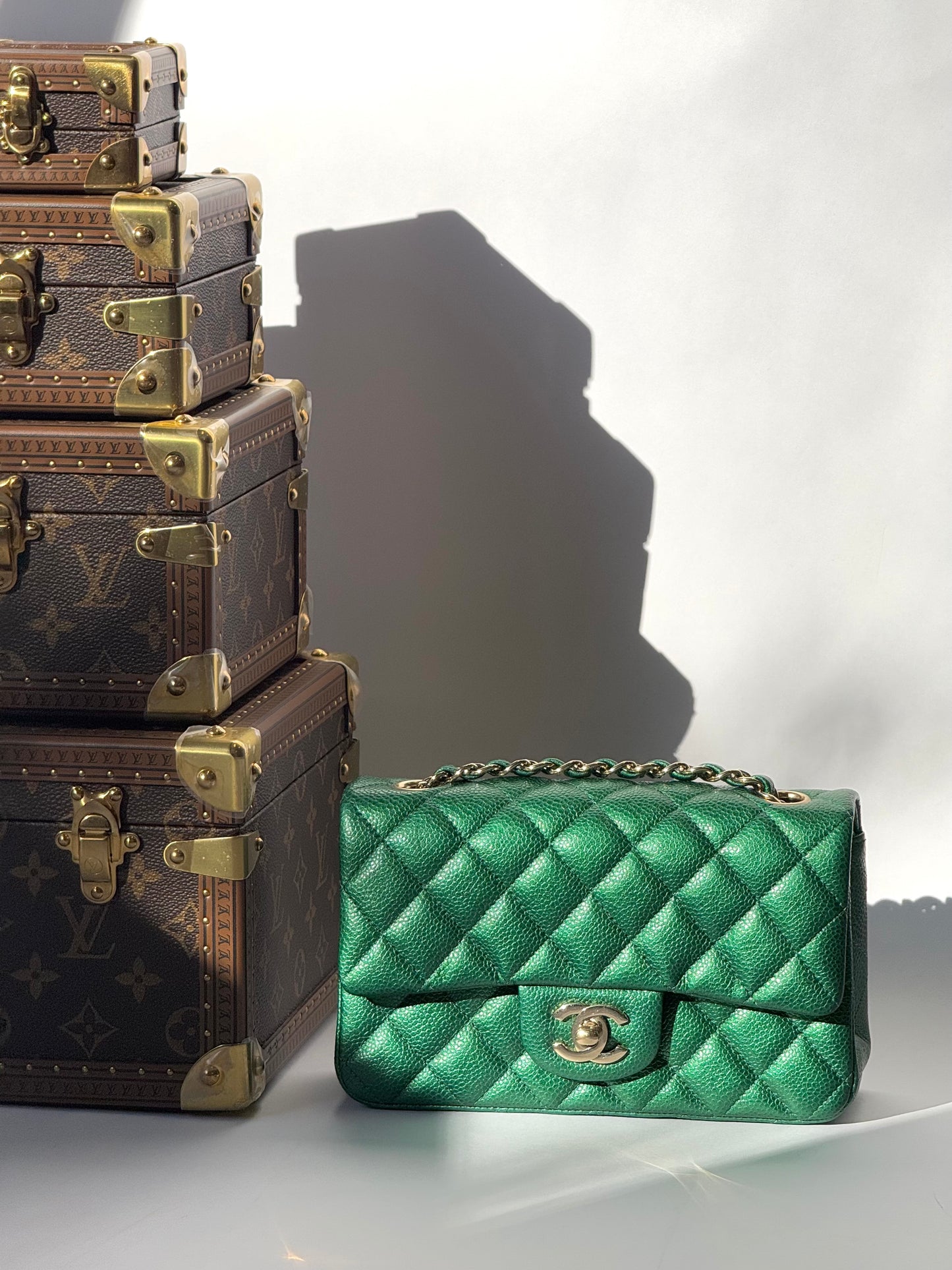 Chanel 18S Emerald Green Caviar Mini Flap Bag