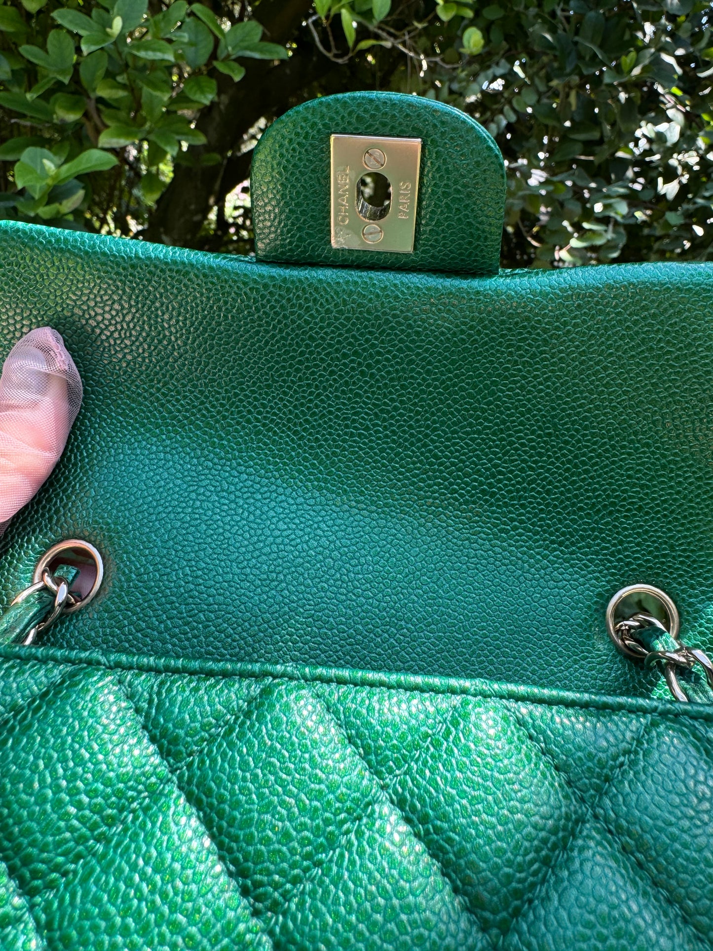 Chanel 18S Emerald Green Caviar Mini Flap Bag