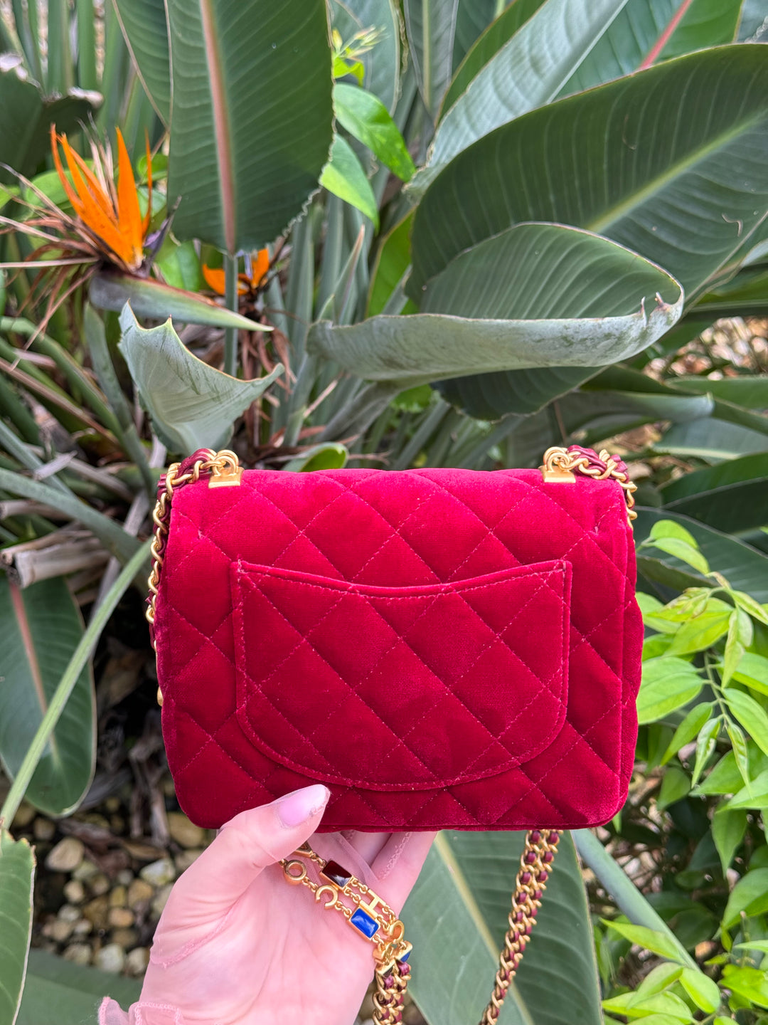 chanel mini velvet backpack Chanel Red Mini Velvet Enamel Flap Bag