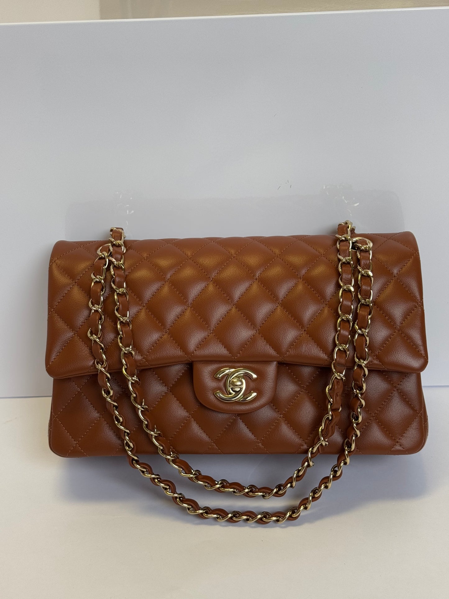 Chanel 21P Caramel Medium Lambskin Flap Bag