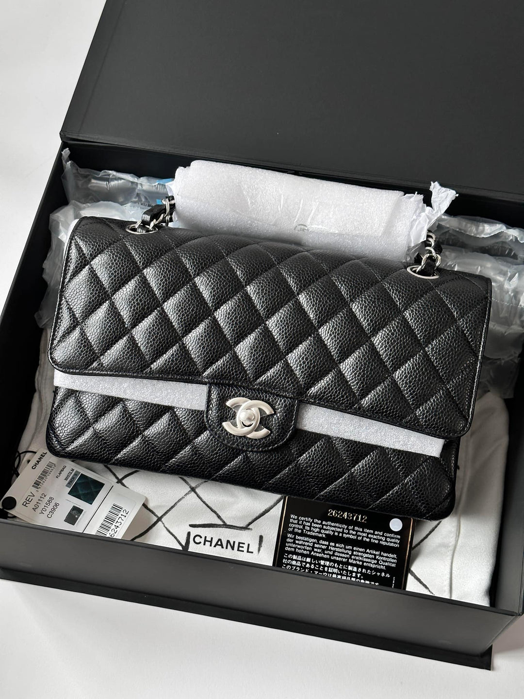 Chanel Black Medium Caviar Double Flap Bag SHW