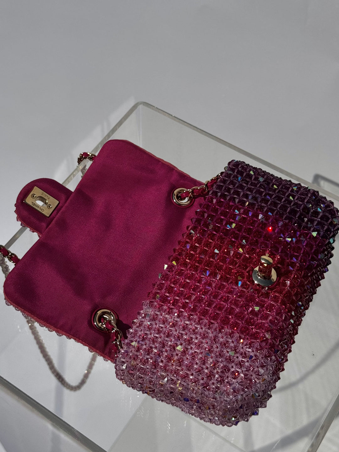 Chanel Pink Ombre Crystal Mini Flap
