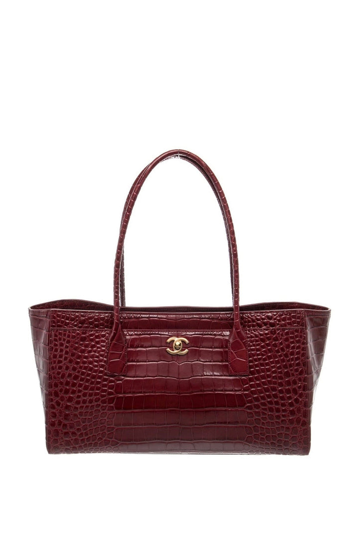 Chanel Small Shopping Bag Crocodile Embossed Calfskin Burgundy 2026
