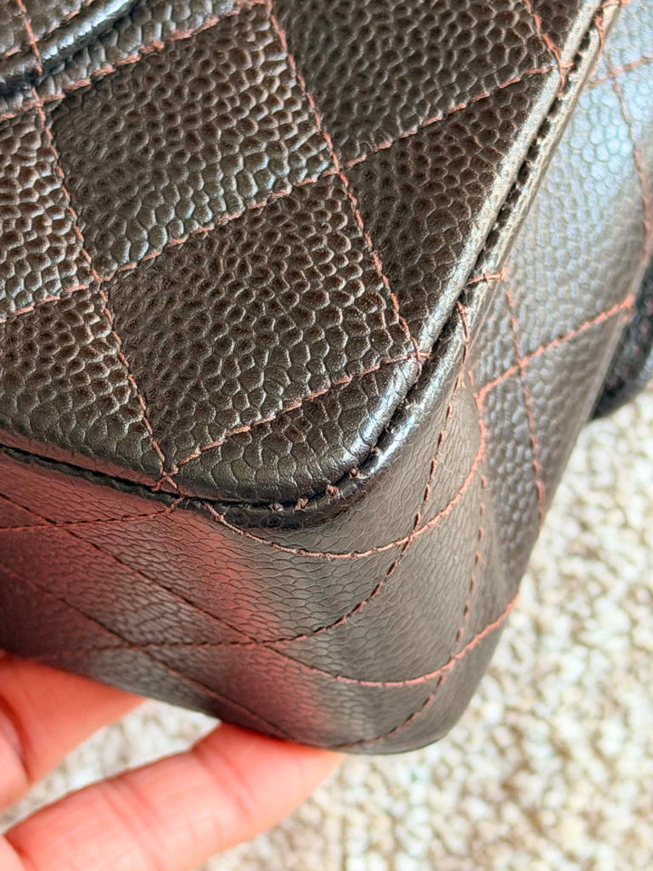 Chanel Medium Classic Flap Bag Caviar Brown 24K Plated Gold Hardware 2003