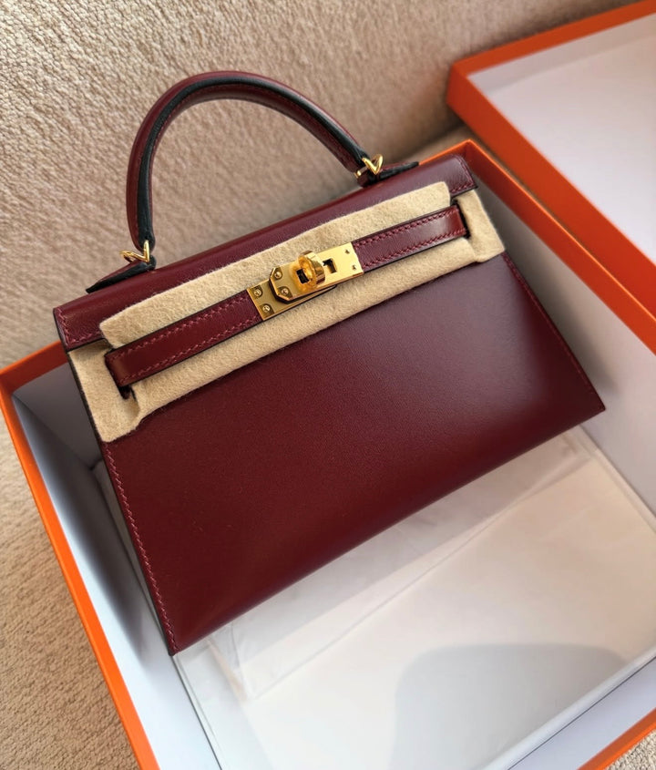 Hermès Mini Kelly Sellier 20 Rouge H Box Calf Leather Gold Hardware 2025