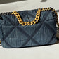 Chanel Small Navy Quilted Denim 19 Flap Bag