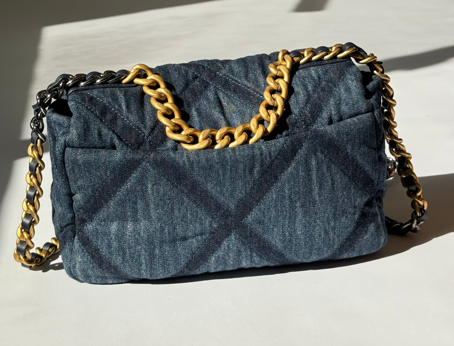 Chanel Small Navy Quilted Denim 19 Flap Bag