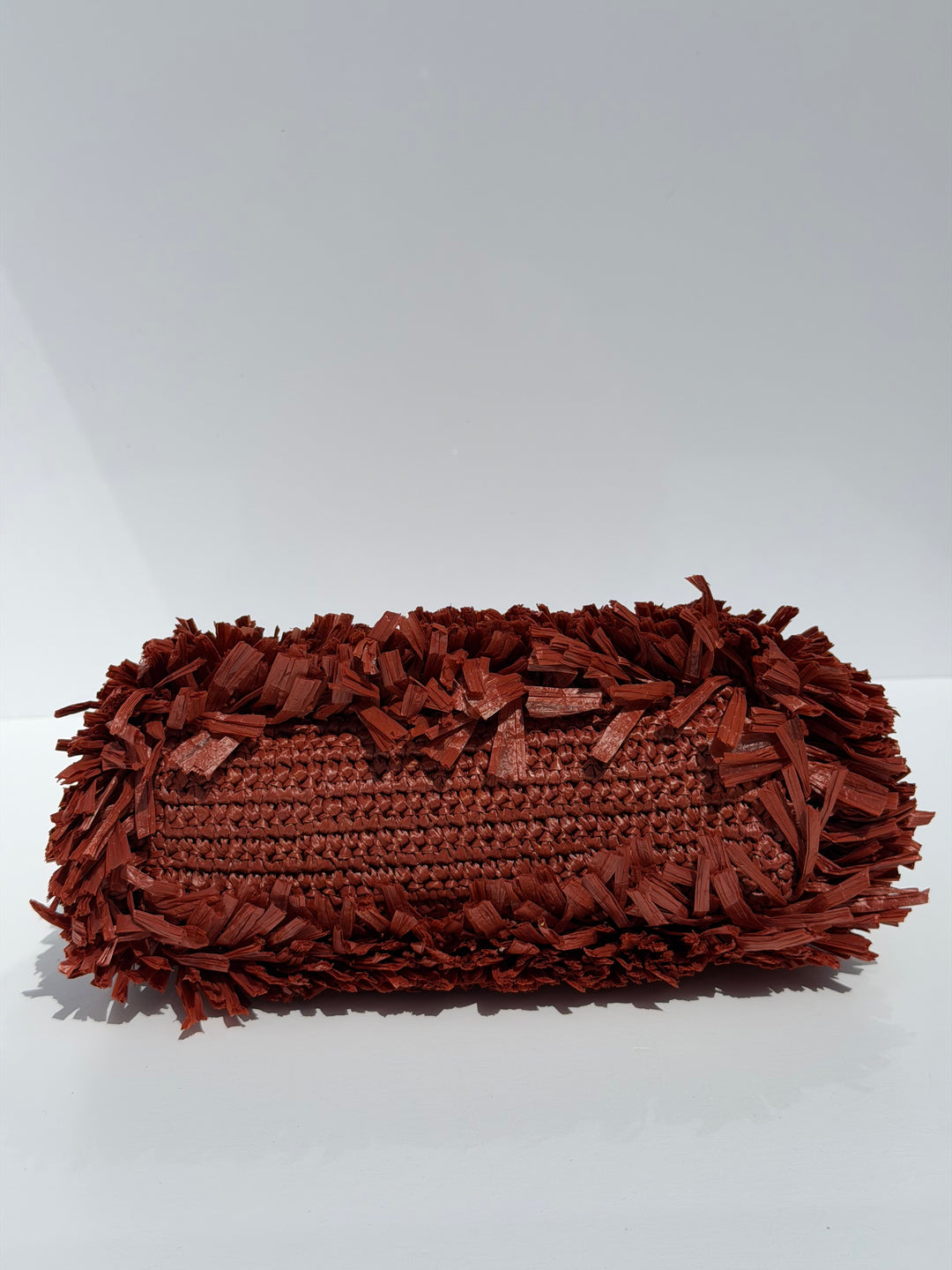 Chanel Mini Shopping Bag Fringed Raffia Effect Fabric Rust Gold Tone Metal 2026