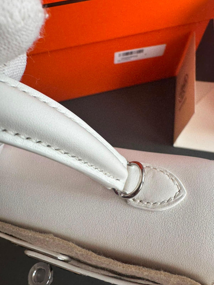 Hermès Mini Kelly Picnic Wicker New White Palladium Hardware 2020