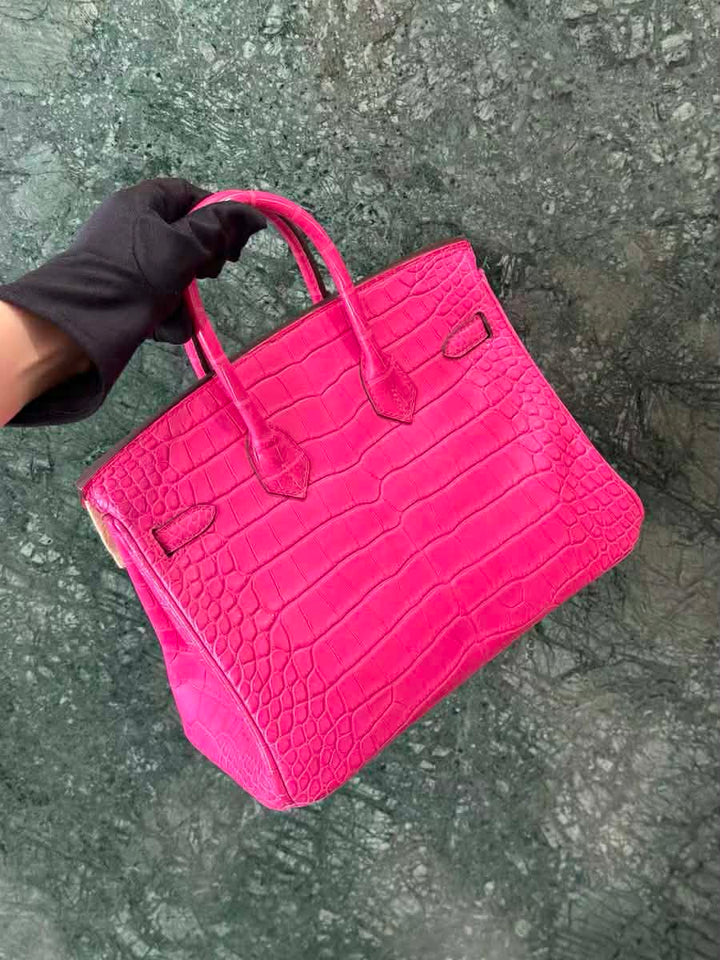 Hermès Birkin 25 Matte Alligator Rose Shocking Palladium Hardware