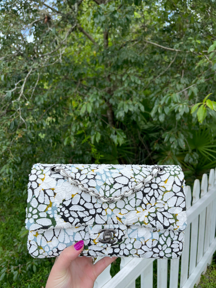Chanel Floral Medium Tweed Classic Flap