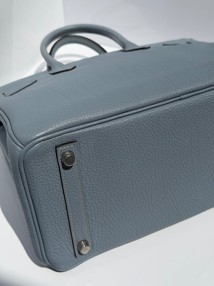 Hermès Birkin 30 Bleu Lin Togo Palladium Hardware 2012