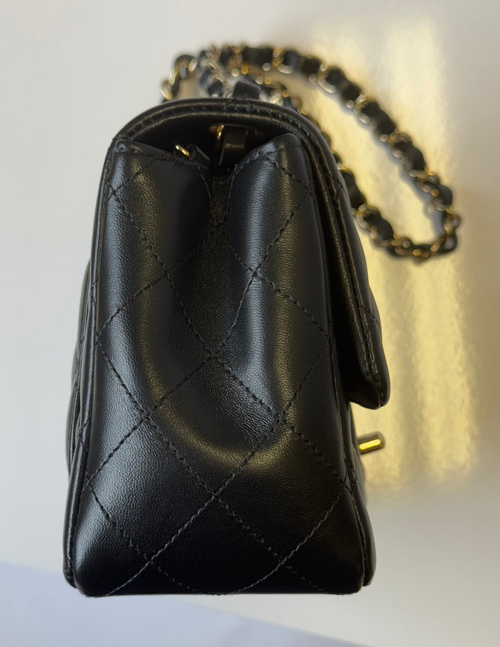 Chanel 2024 Black Mini Lambskin Square Flap Bag