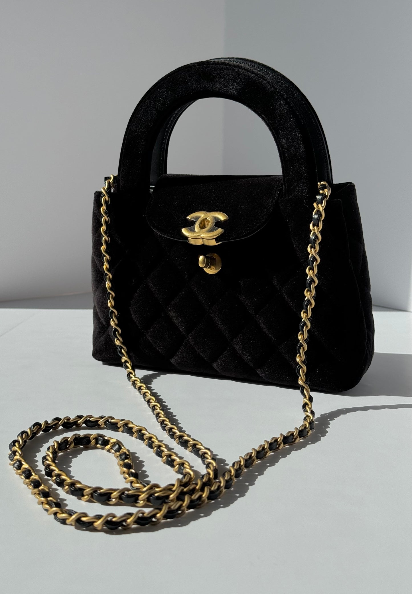 Chanel 2024 Black Velvet Mini Kelly