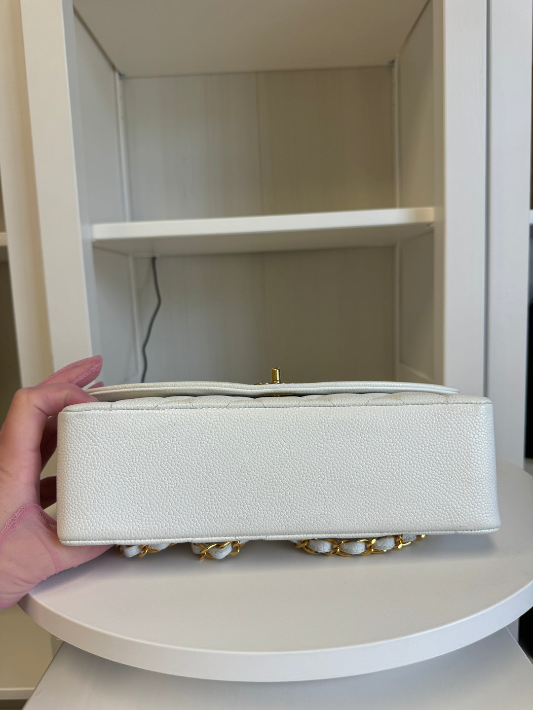 Chanel Snow White 24K Medium Caviar Diana Flap Bag