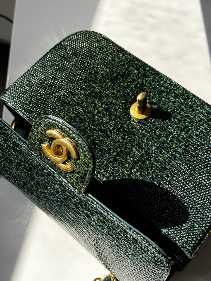 Chanel Green Lizard Mini Flap Bag