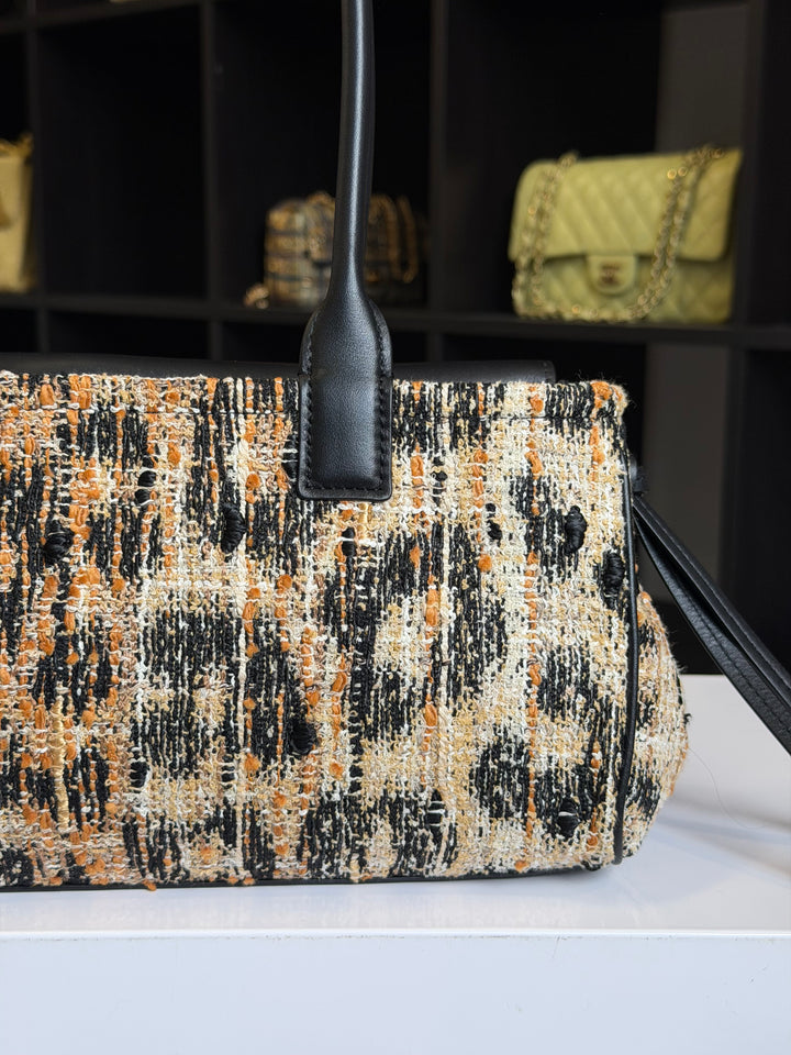 Chanel Small Shopping Bag Brown Black & White Leopard Tweed & Calfskin Gold Tone Hardware 2026
