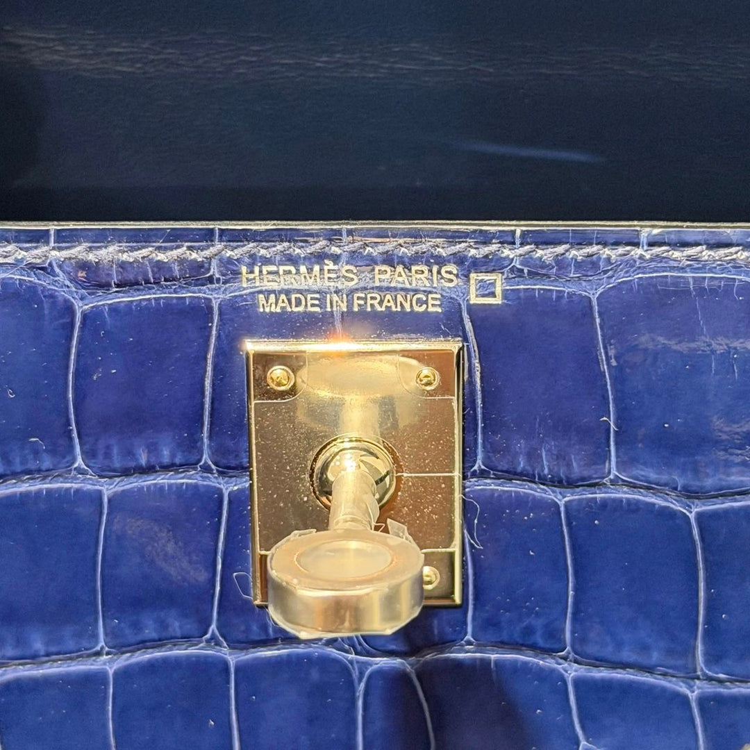 Hermès Mini Kelly 20 Niloticus Crocodile Bleu Saphir Palladium Hardware