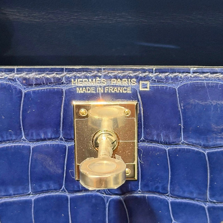 Hermès Mini Kelly 20 Niloticus Crocodile Bleu Saphir Palladium Hardware