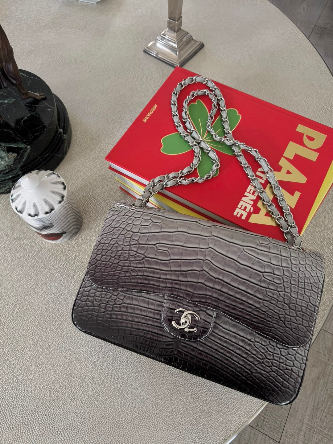 Chanel Jumbo Flap Grey & Black Ombre Alligator Silver Hardware 2015