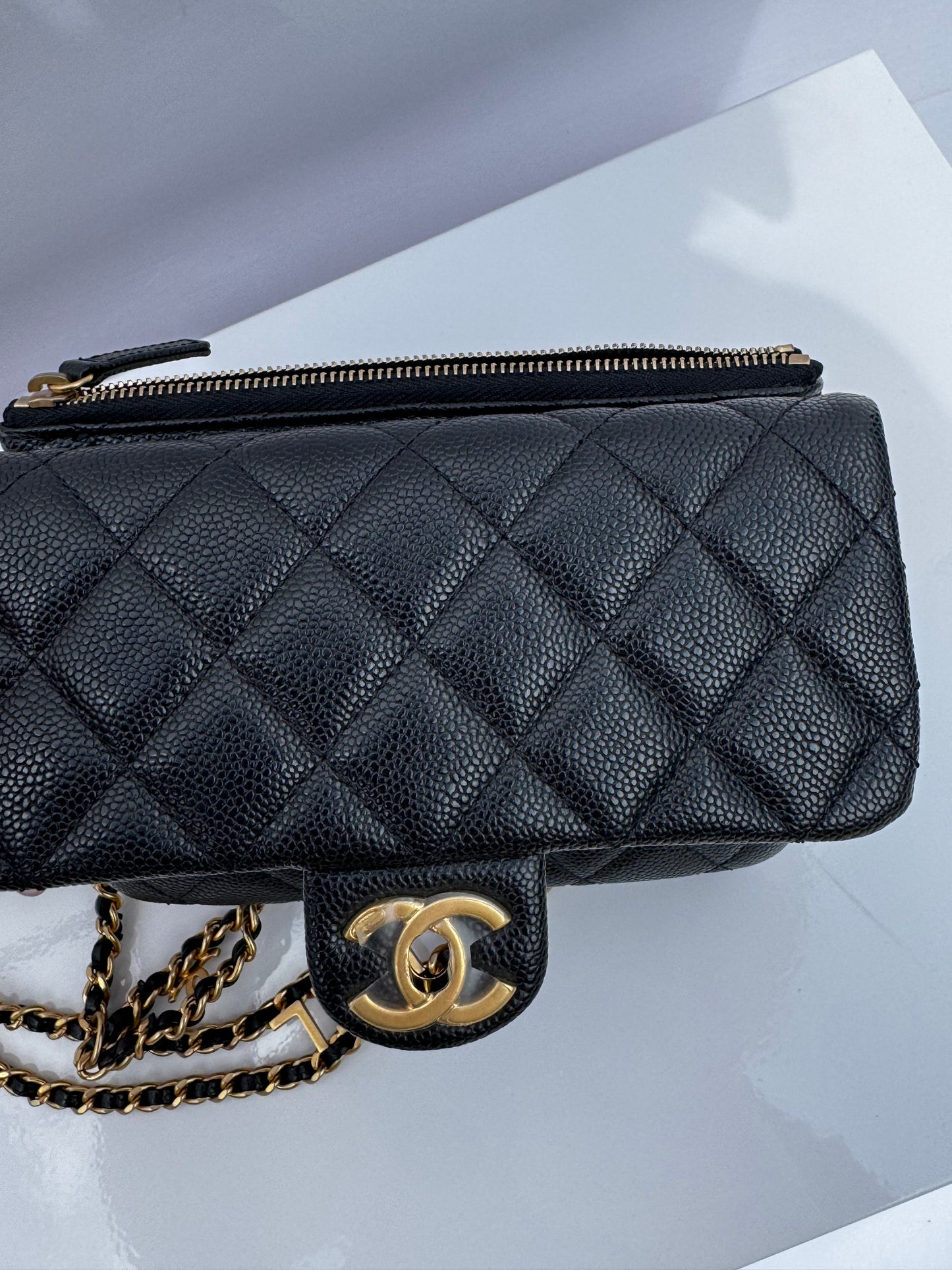 Chanel Black Shiny Caviar Pick Me Up Belt Bag
