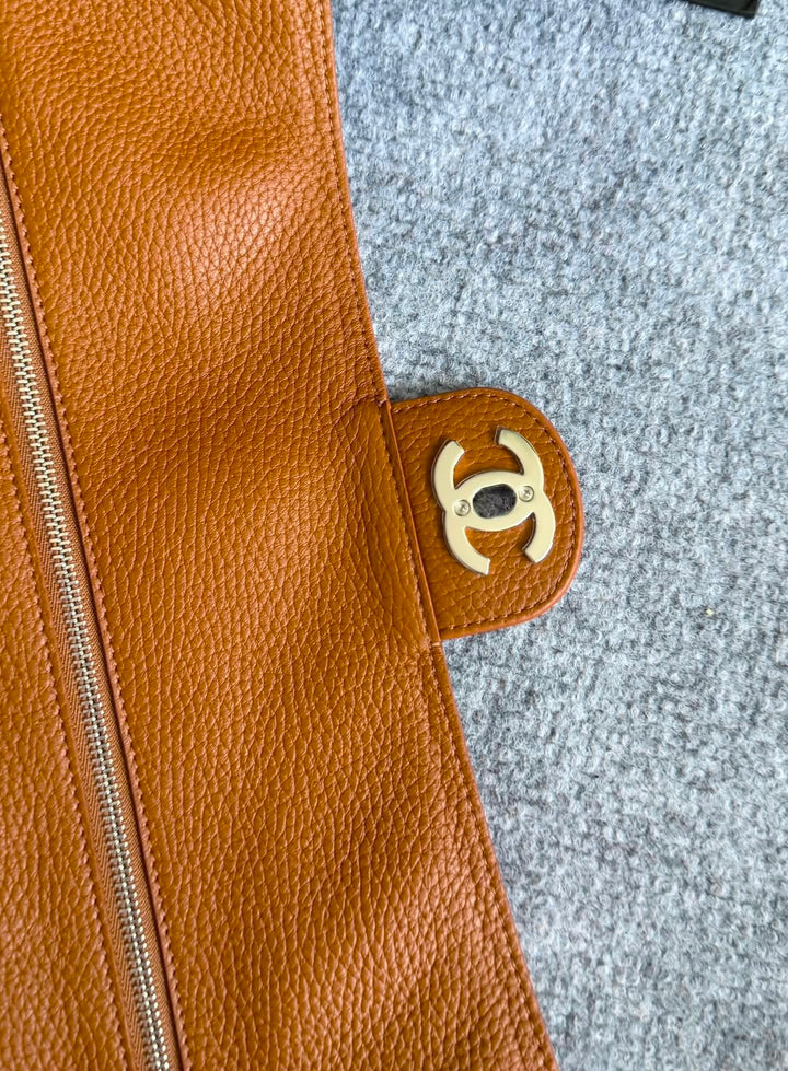 Chanel Maxi Flap Bag Camel Grained Calfskin Silver Tone Hardware Métiers D’Art 2026