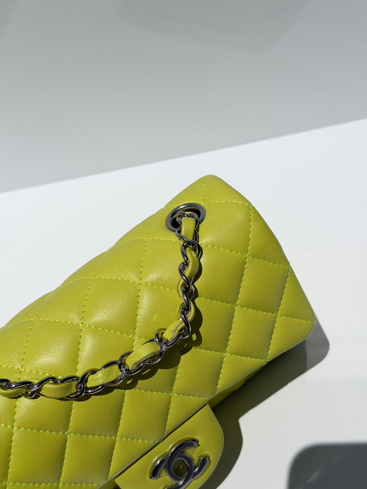 Chanel 21S Mini Classic Flap Lambskin Yellow Silver Hardware