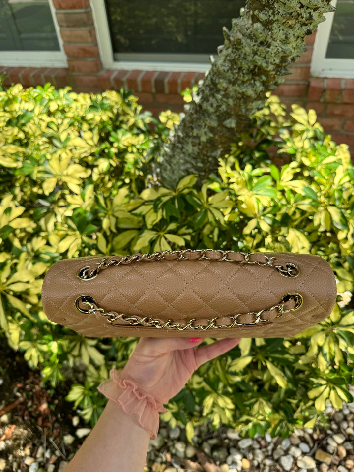 Chanel 18S Dark Beige Medium Caviar Flap Bag