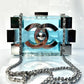 Chanel Plexiglass Blue & Silver Barcode Lego Minaudiere