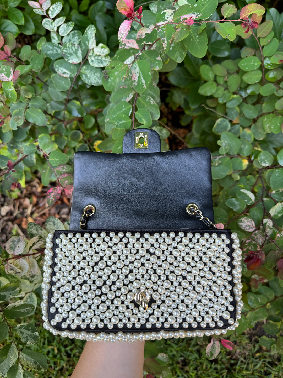 Chanel 19S Pearl Embellished Mini Rectangular Flap Bag