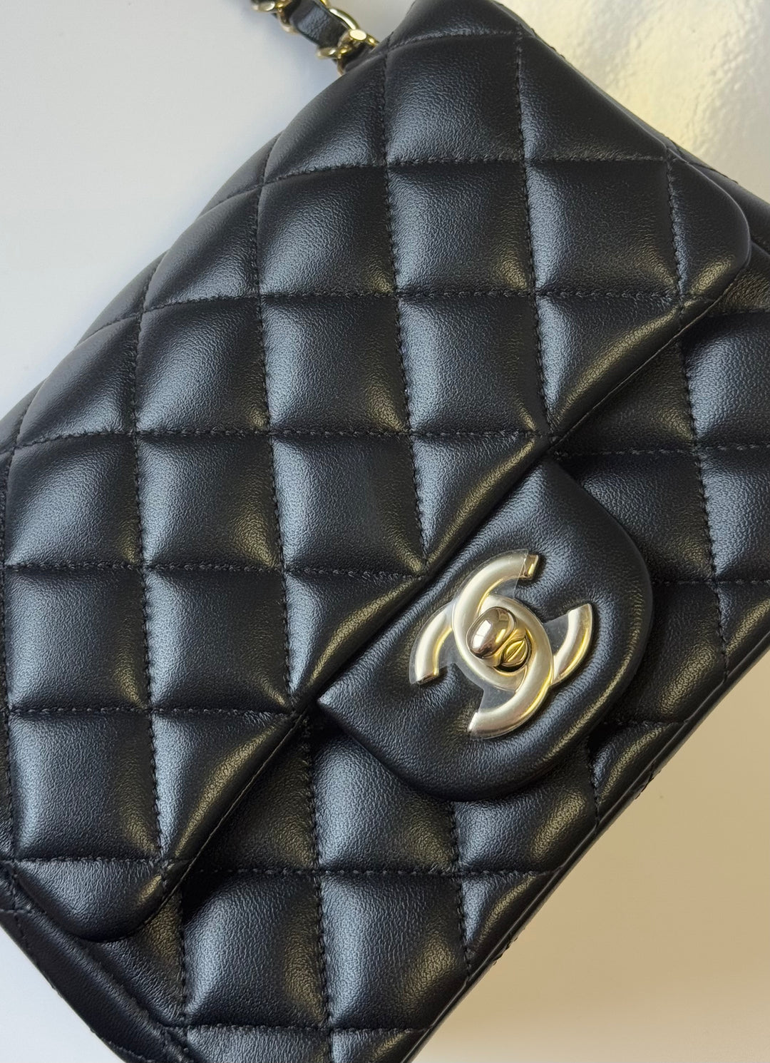 Chanel 2024 Black Mini Lambskin Square Flap Bag