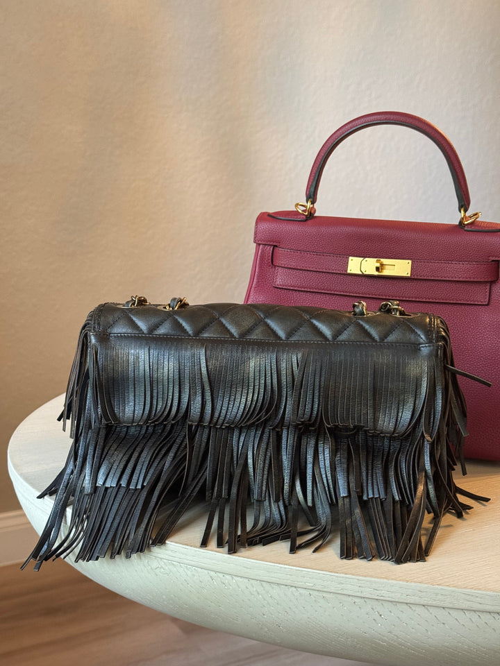 Chanel Metallic Calfskin Paris Dallas Fringe Flap Bag