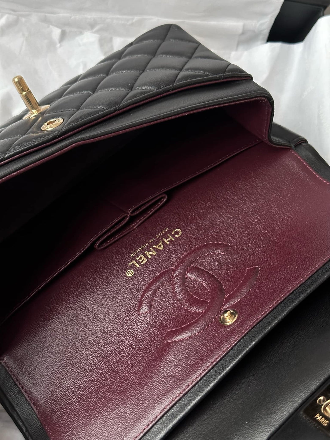 Chanel Small Black Lambskin Classic Flap Bag + GHW