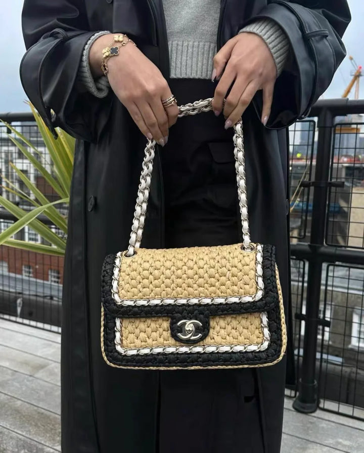 Chanel 24C Venice Beach Medium Braided Raffia Flap Bag