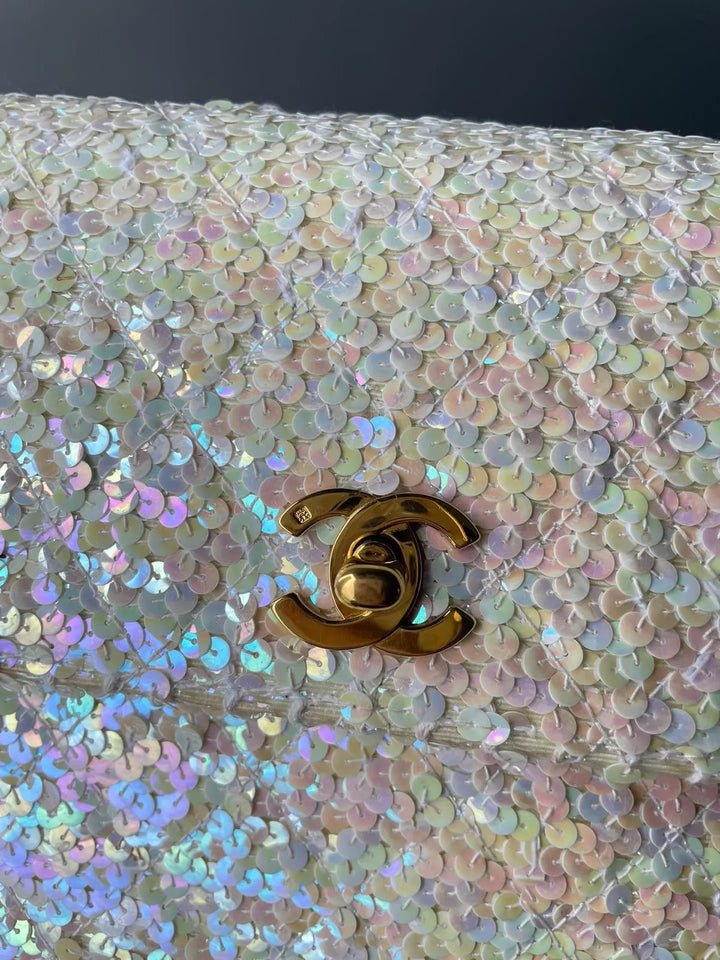 Chanel 1992 Medium Iridescent Sequin Flap Bag